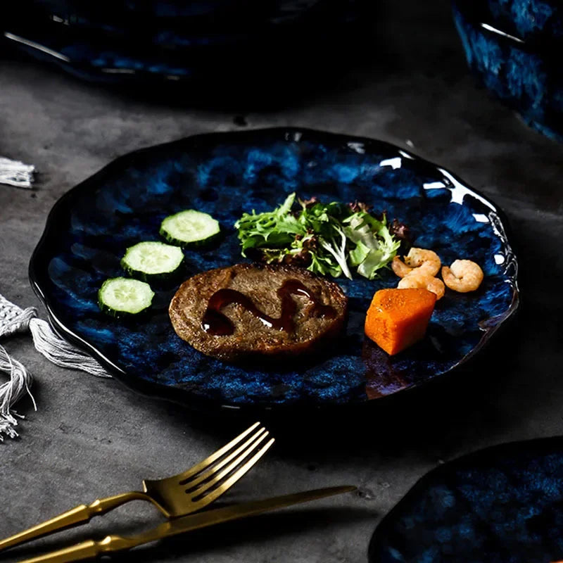 Creative Irregular Ceramic Tableware Soup Bowl Salad Bowl Dessert Plate Deep Plate Fish Plate Seasoning Dish Specialty Tableware