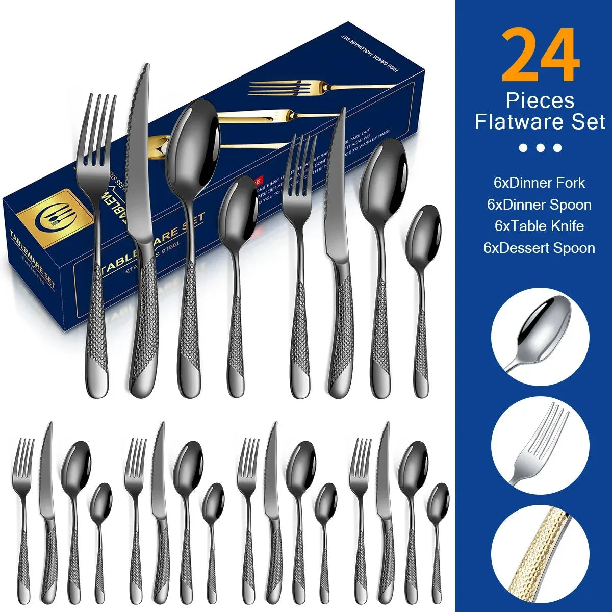 Kitchen Cutlery Sets Stainless Flatware Mirror Polished Design for Parties Birthdays Weddings Can give to Friends and Relatives