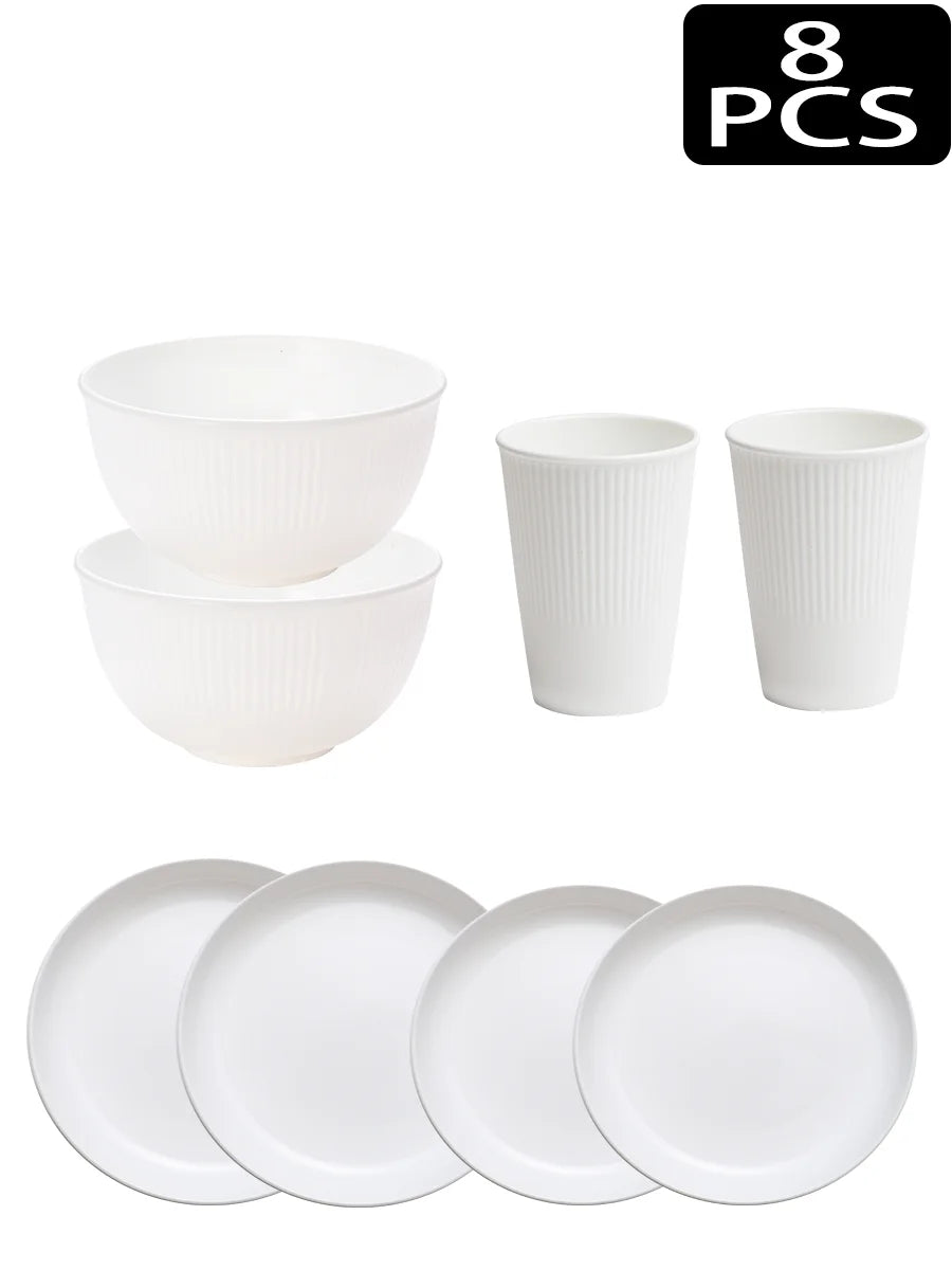 4/8/16/32pcs Environmentally friendly reusable plastic cutlery set, party, Christmas, wheat bowls, dessert plates