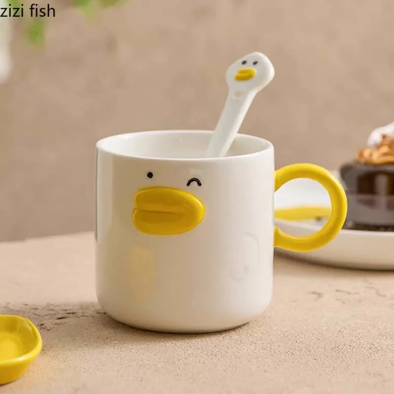 Cartoon Creative Duck Ceramic Tableware Shallow Plate Snack Plate Soup Bowl Seasoning Dish Household Specialty Tableware